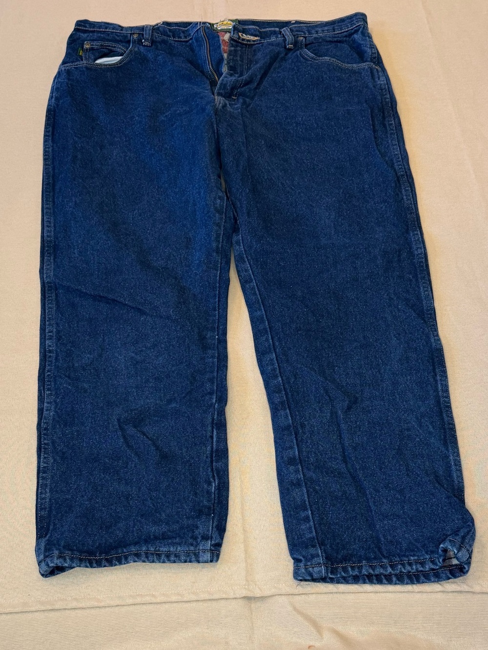 Cabela's Navy Straight-Leg Men's Jeans Flannel Lined